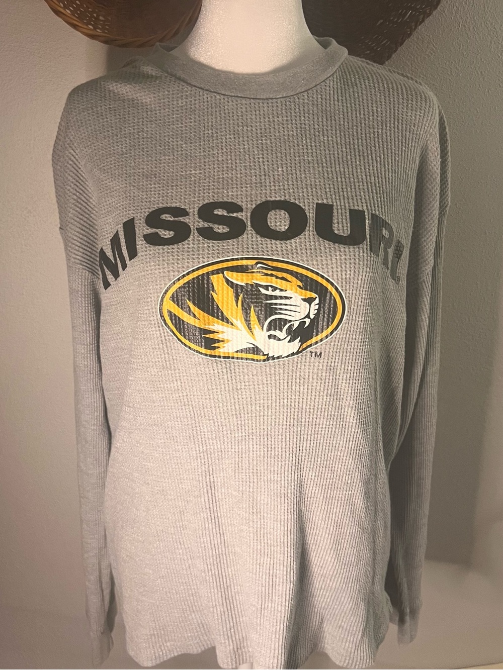 Vintage Big Ball Sports Missouri Tigers Waffle Knit Thermal Shirt Large